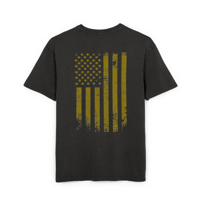 Oversize Tee with Gold USA Flag Design