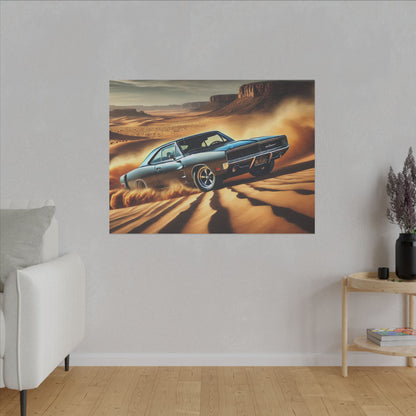 Canvas Wall Art - American Muscle Car Drifting in the Desert