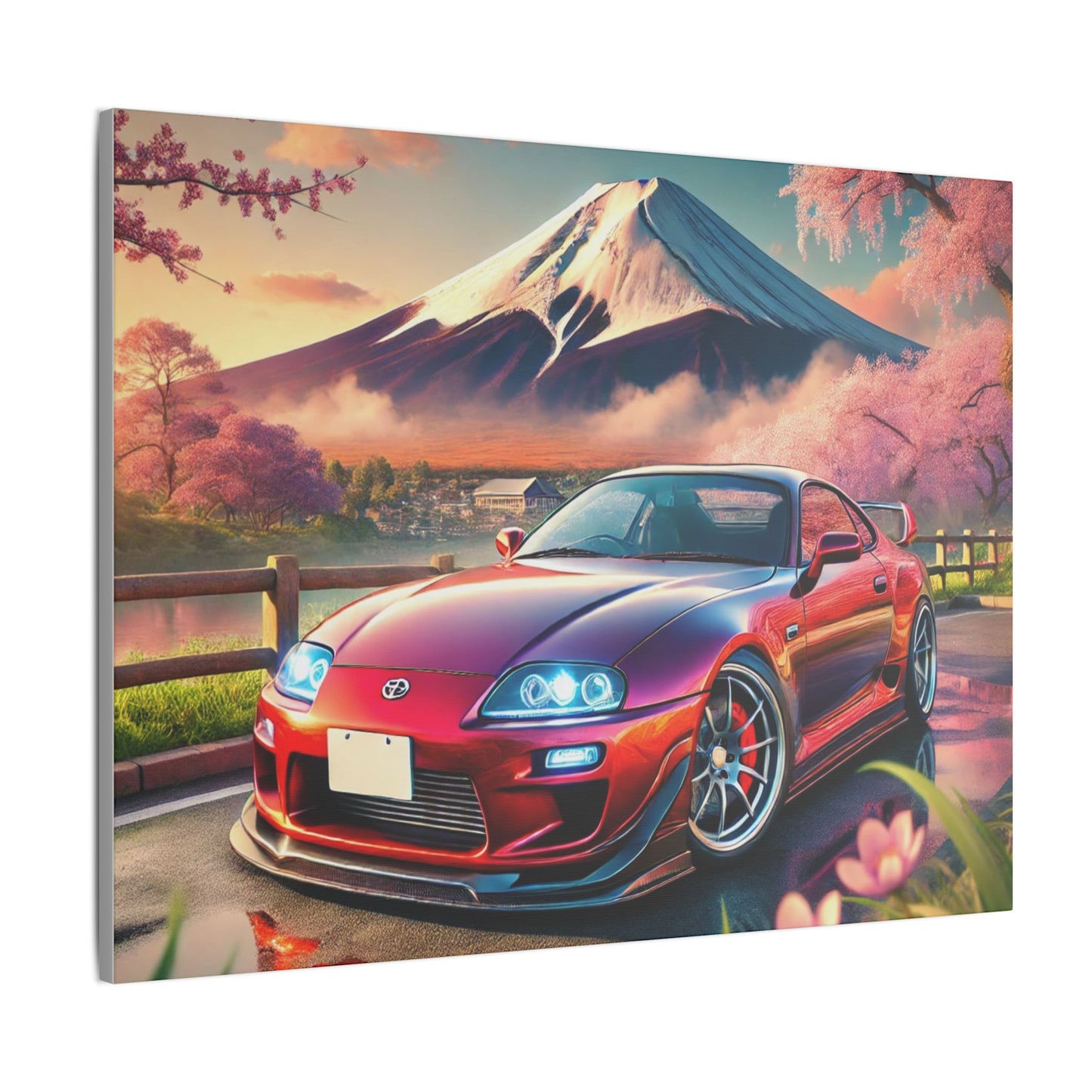 Canvas Print - Japanese Car with Mount Fuji Design