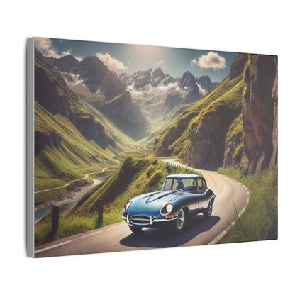 Canvas Art Print - Classic Car in the Mountains Roads