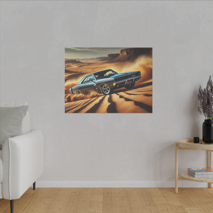 Canvas Wall Art - American Muscle Car Drifting in the Desert