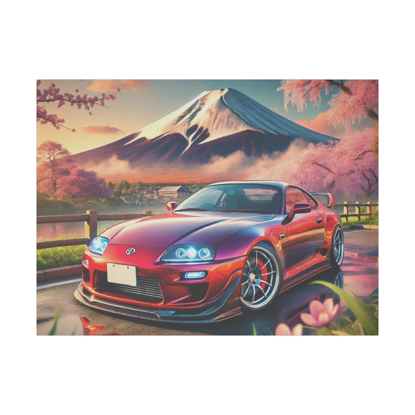 Canvas Print - Japanese Car with Mount Fuji Design