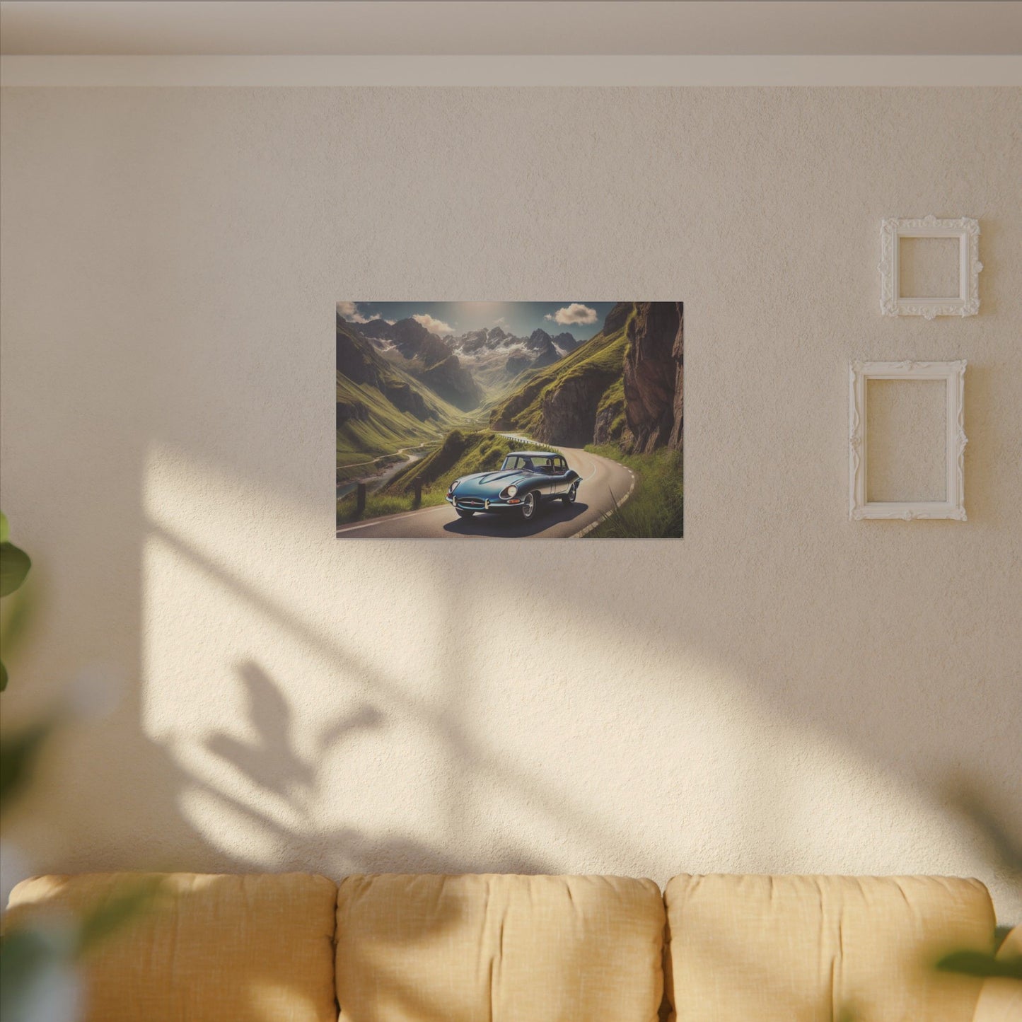 Canvas Art Print - Classic Car in the Mountains Roads