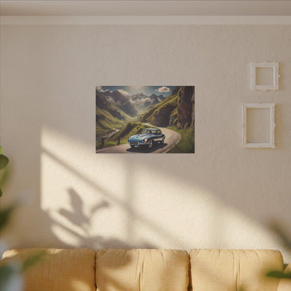 Canvas Art Print - Classic Car in the Mountains Roads