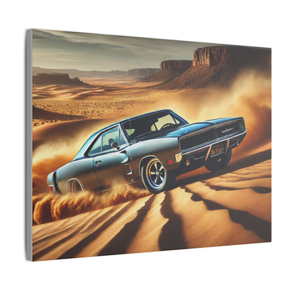 Canvas Wall Art - American Muscle Car Drifting in the Desert