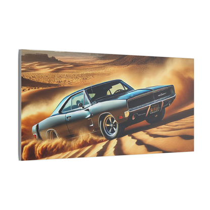 Canvas Wall Art - American Muscle Car Drifting in the Desert