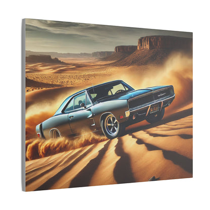 Canvas Wall Art - American Muscle Car Drifting in the Desert