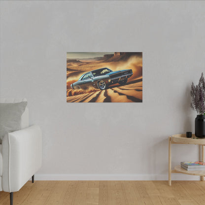Canvas Wall Art - American Muscle Car Drifting in the Desert