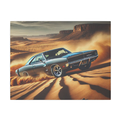 Canvas Wall Art - American Muscle Car Drifting in the Desert