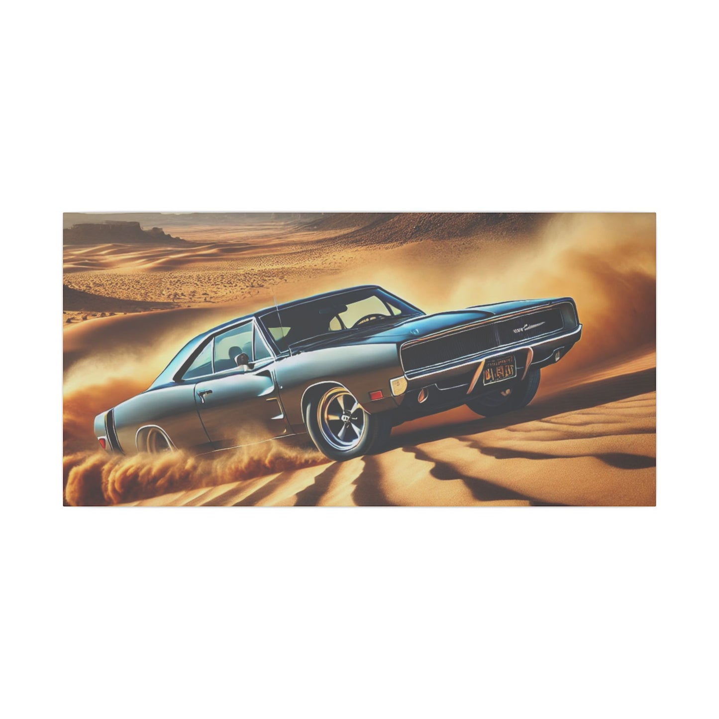 Canvas Wall Art - American Muscle Car Drifting in the Desert