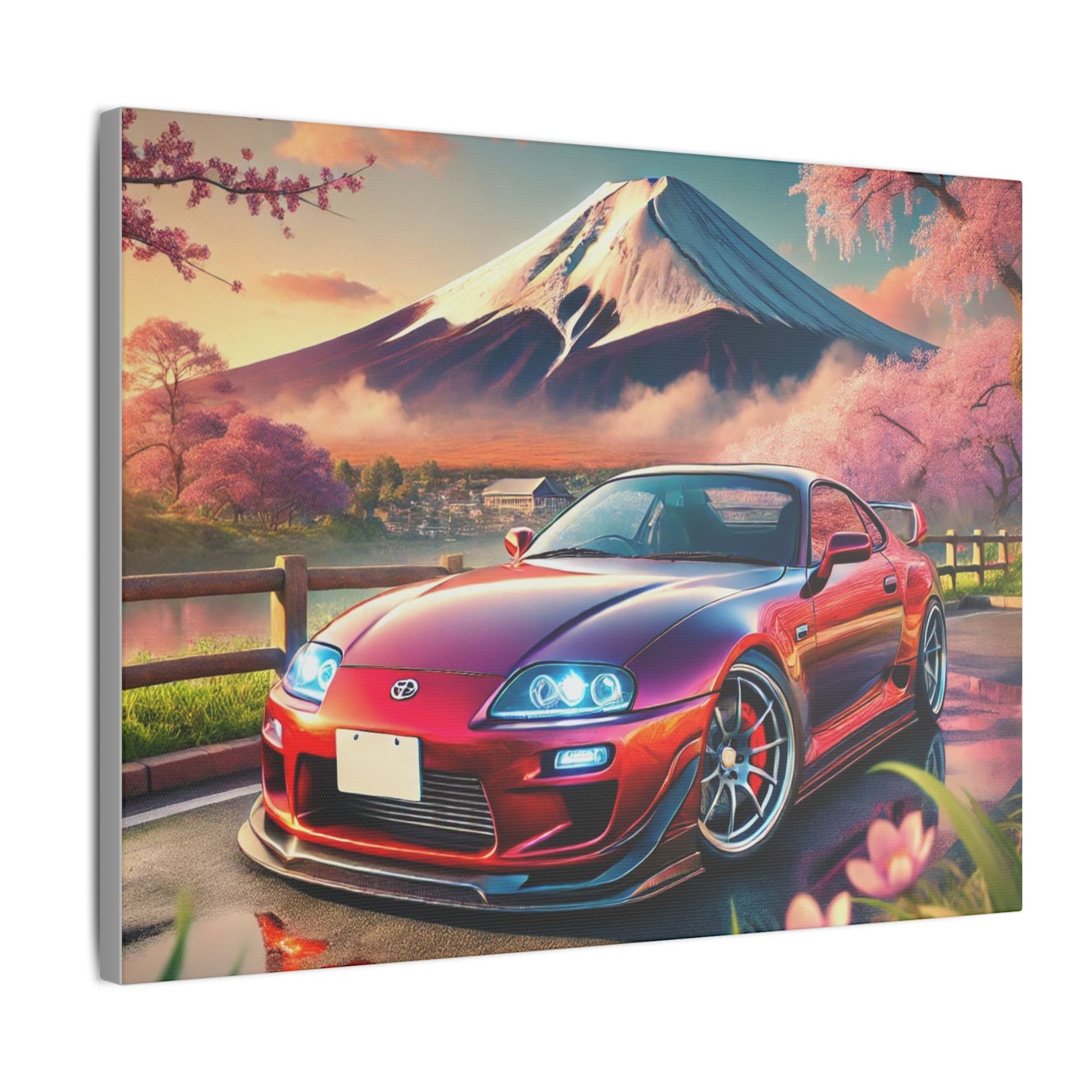 Canvas Print - Japanese Car with Mount Fuji Design
