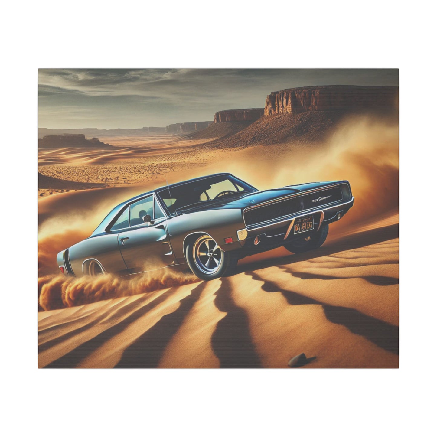 Canvas Wall Art - American Muscle Car Drifting in the Desert