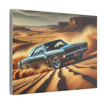 Canvas Wall Art - American Muscle Car Drifting in the Desert