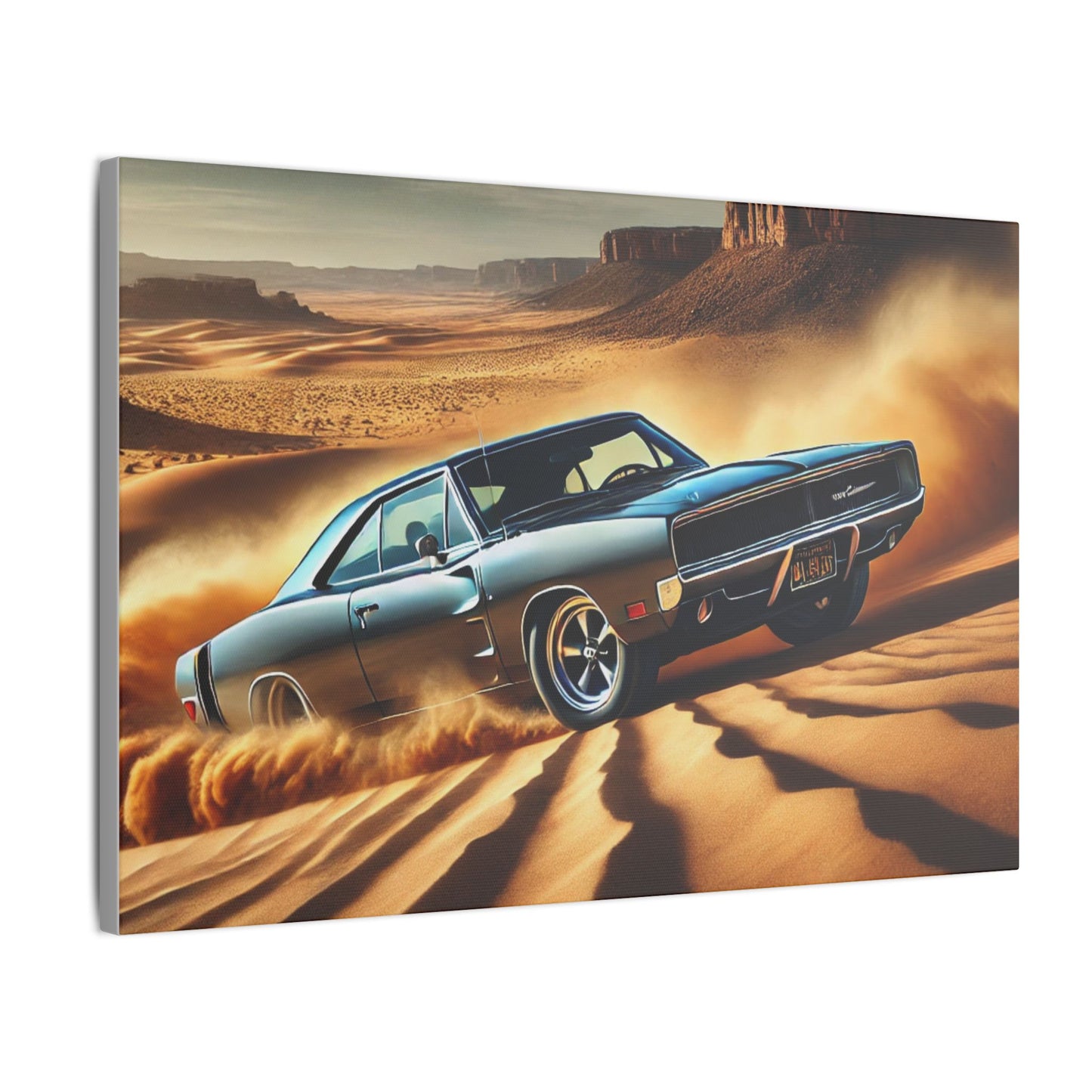 Canvas Wall Art - American Muscle Car Drifting in the Desert