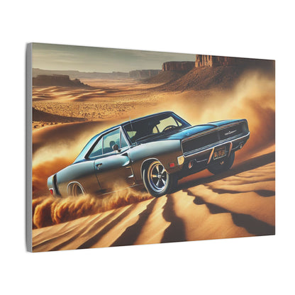 Canvas Wall Art - American Muscle Car Drifting in the Desert