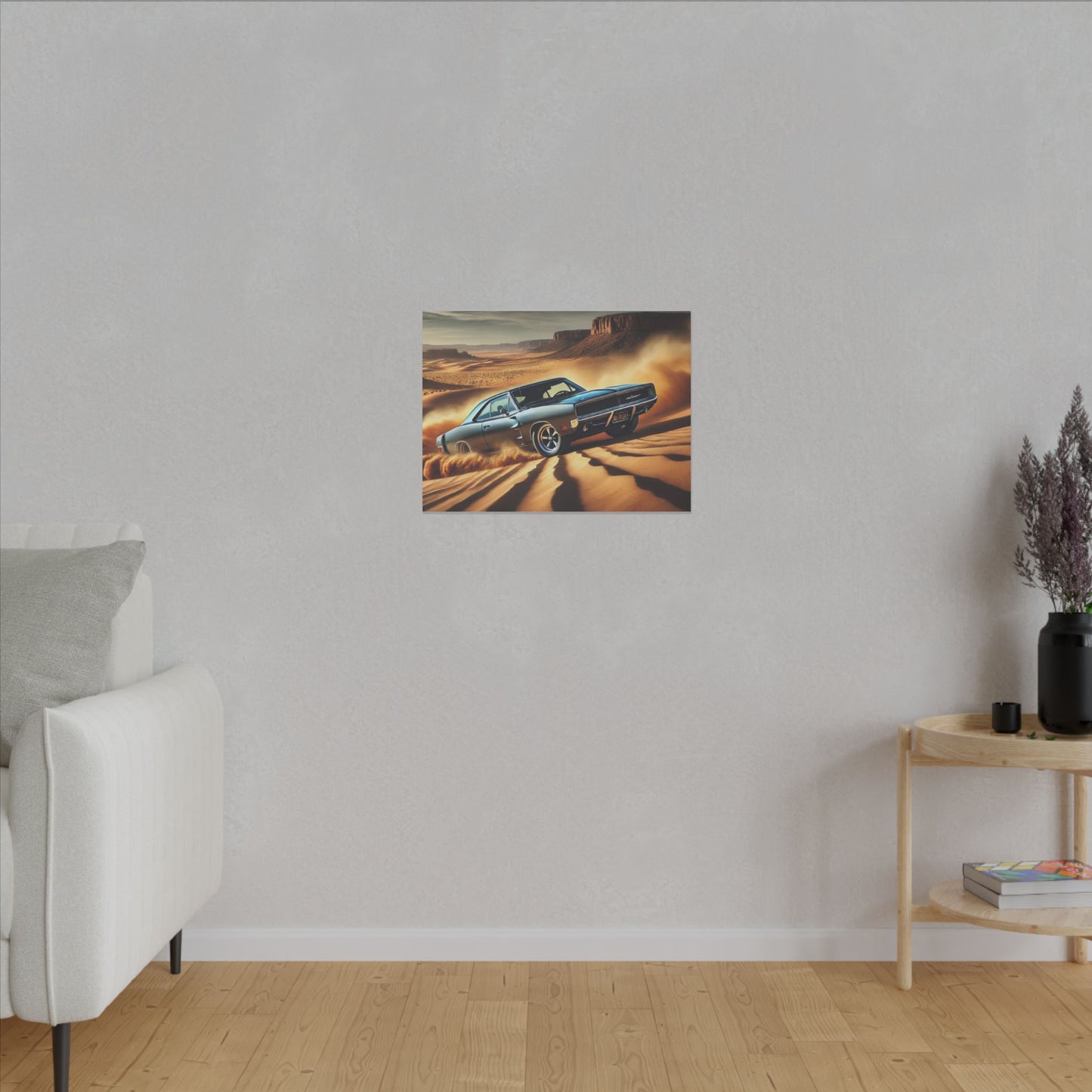 Canvas Wall Art - American Muscle Car Drifting in the Desert