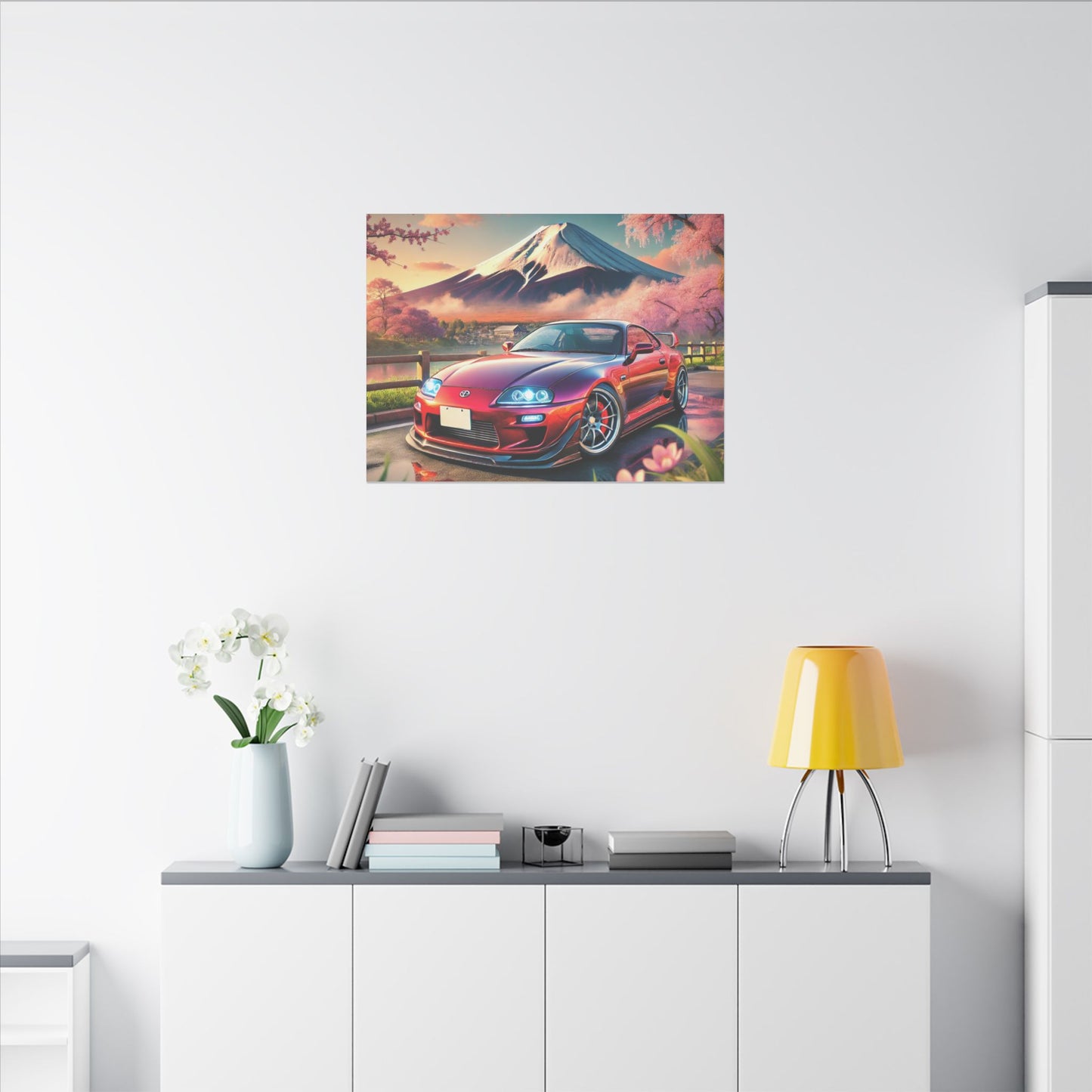 Canvas Print - Japanese Car with Mount Fuji Design