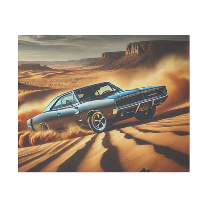 Canvas Wall Art - American Muscle Car Drifting in the Desert