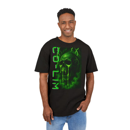 Men's Oversize Tee - Skull Motivational Quote - Acid Washed Heavy Tee