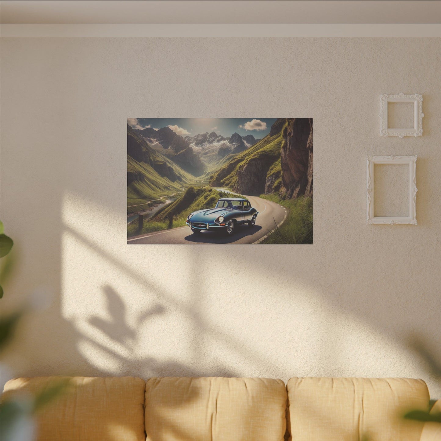 Canvas Art Print - Classic Car in the Mountains Roads