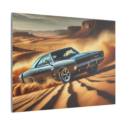Canvas Wall Art - American Muscle Car Drifting in the Desert