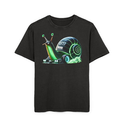 Oversize Tee with Racing Snail Design - Men's Fashion