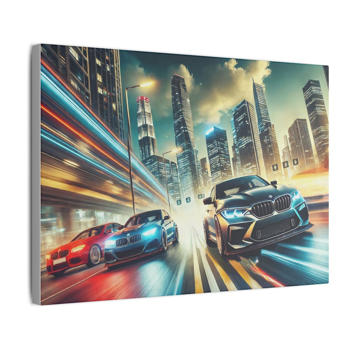 Canvas Print German Cars Racing on Streets Wall Art Decor