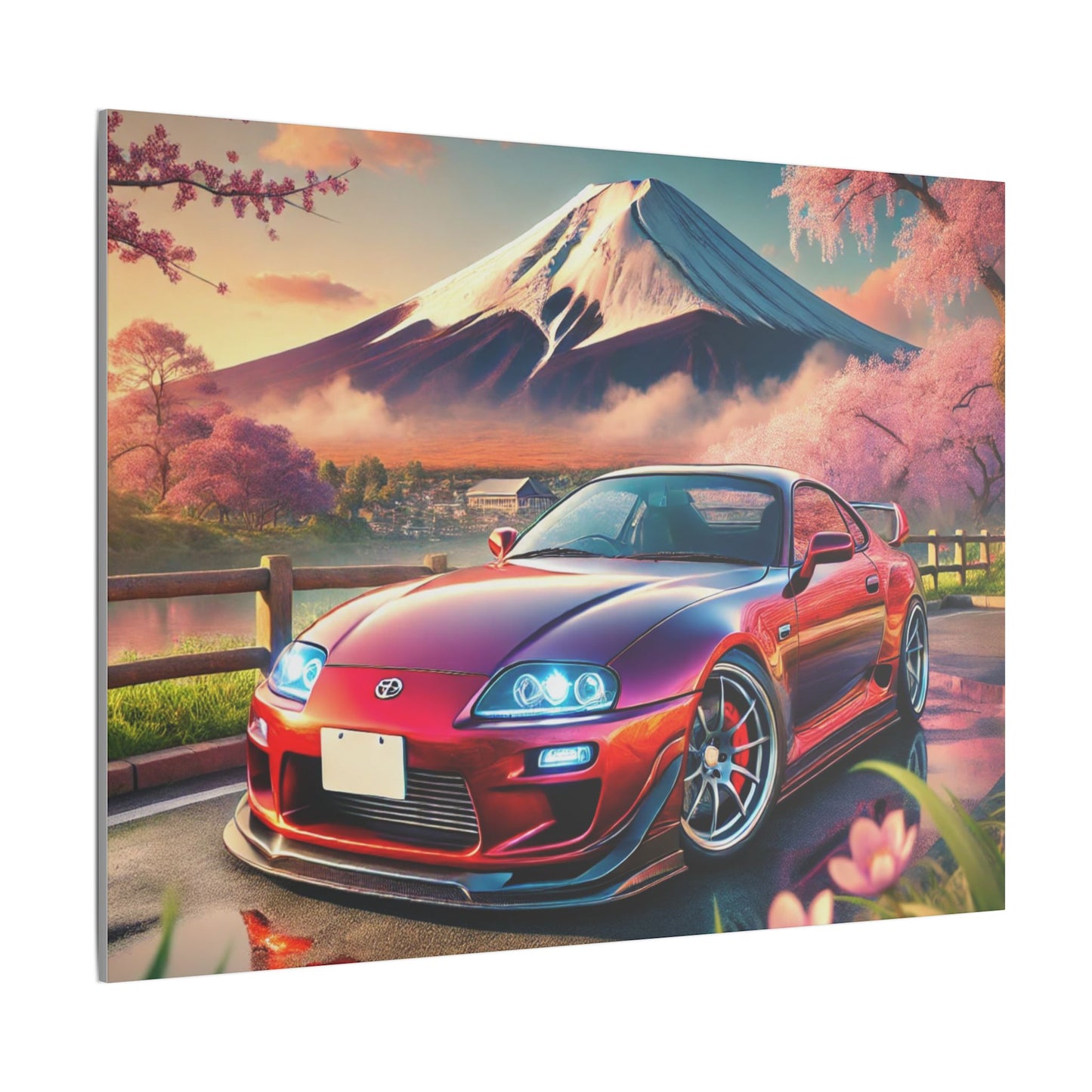Canvas Print - Japanese Car with Mount Fuji Design
