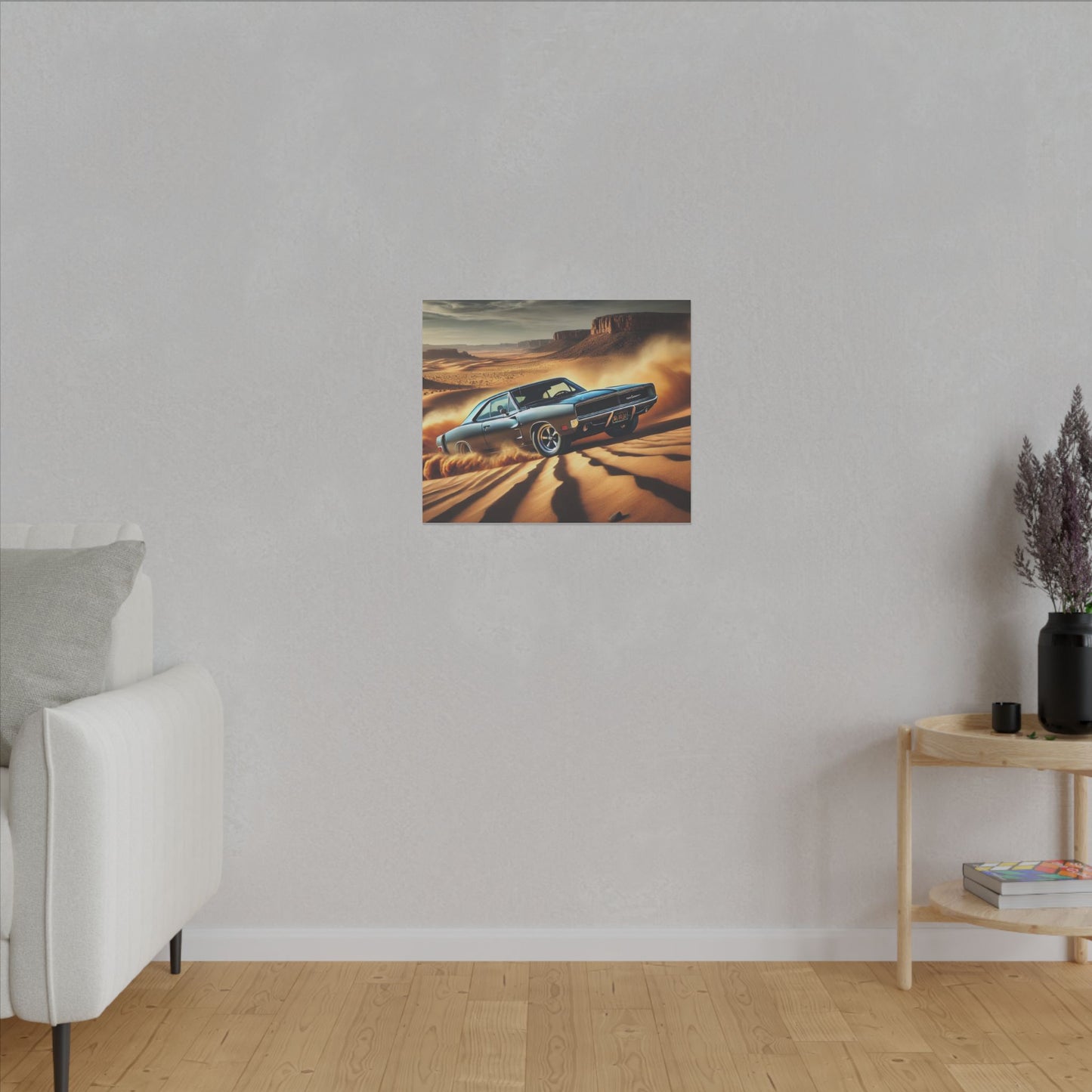 Canvas Wall Art - American Muscle Car Drifting in the Desert