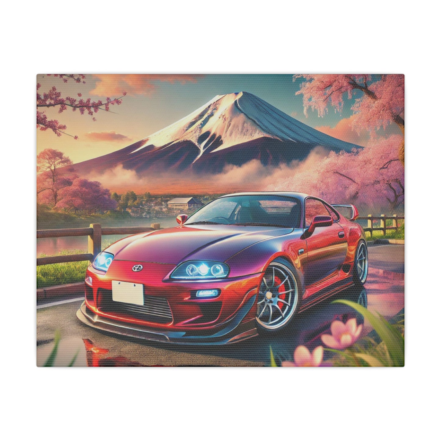 Canvas Print - Japanese Car with Mount Fuji Design