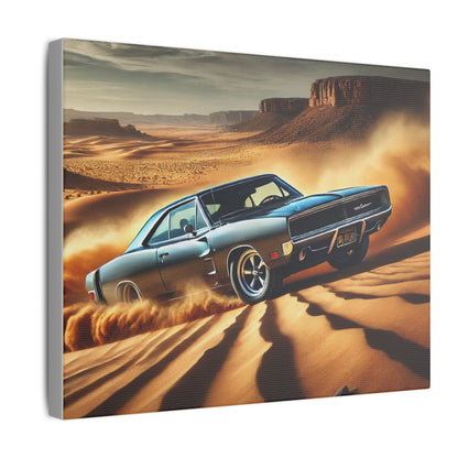 Canvas Wall Art - American Muscle Car Drifting in the Desert
