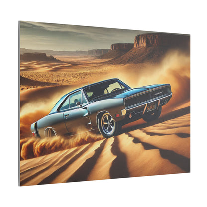 Canvas Wall Art - American Muscle Car Drifting in the Desert