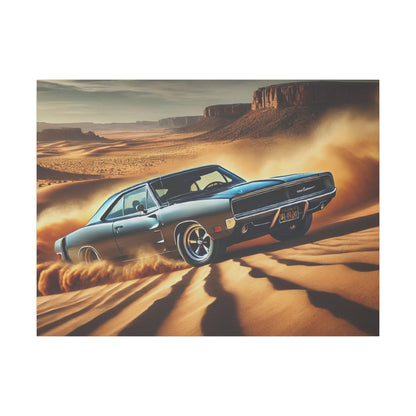 Canvas Wall Art - American Muscle Car Drifting in the Desert